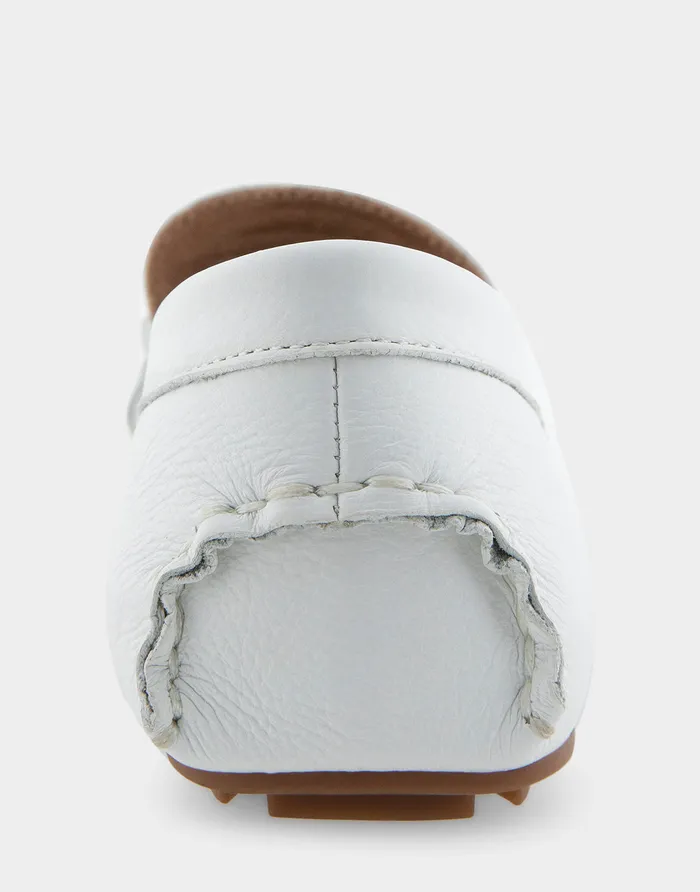 Women Aerosoles Wide Width Flats Comfortable Ornamented Driver In White Leather