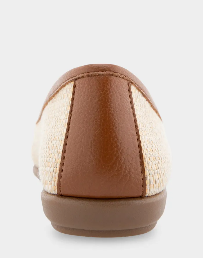 Women Aerosoles Wide Width Flats Comfortable Ornamented Flat In Natural Raffia Combo Raffia Fabric