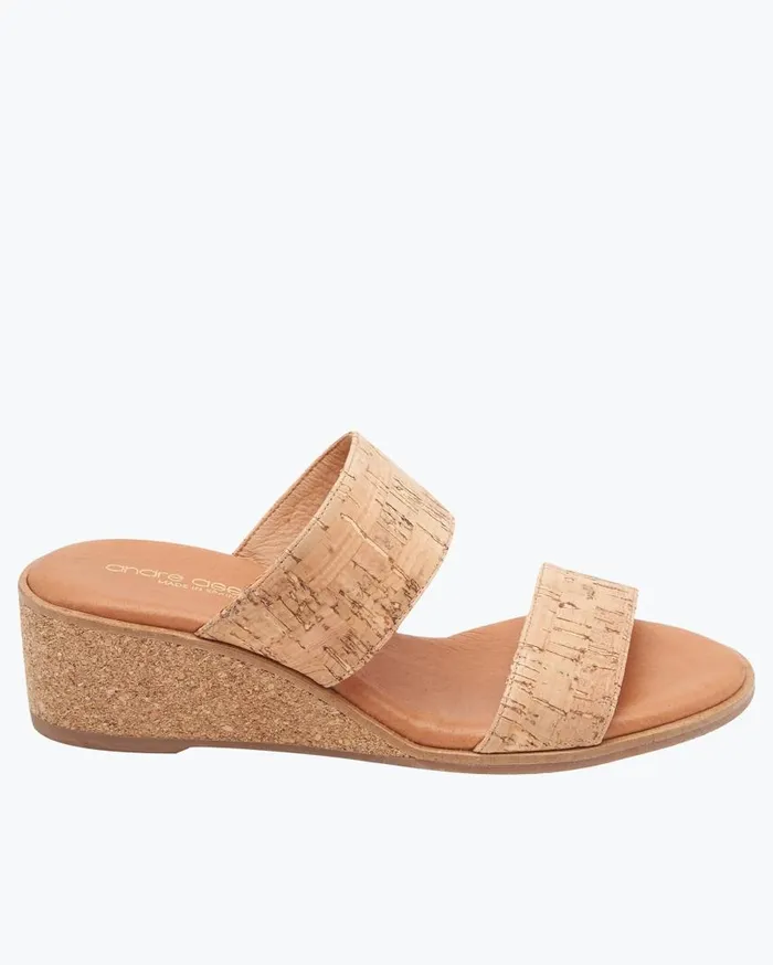 Women Andr Assous Gwenn Elastic Wedge Sandals Silver Tommy Bahama Shoes and Sandals