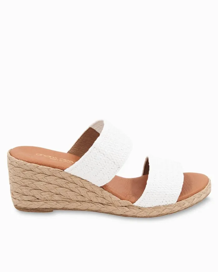 Women Andr Assous Madina Raffia Wedges Beige Tommy Bahama Shoes and Sandals