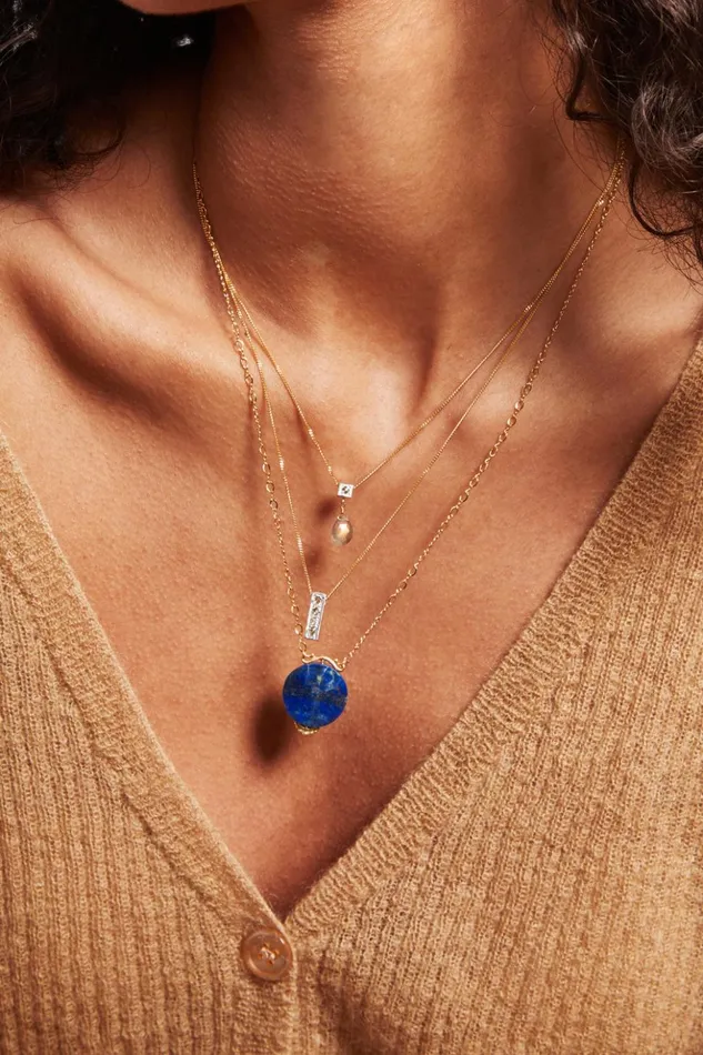 Women Bar Diamond Necklace Gold Mix Chan Luu Necklaces