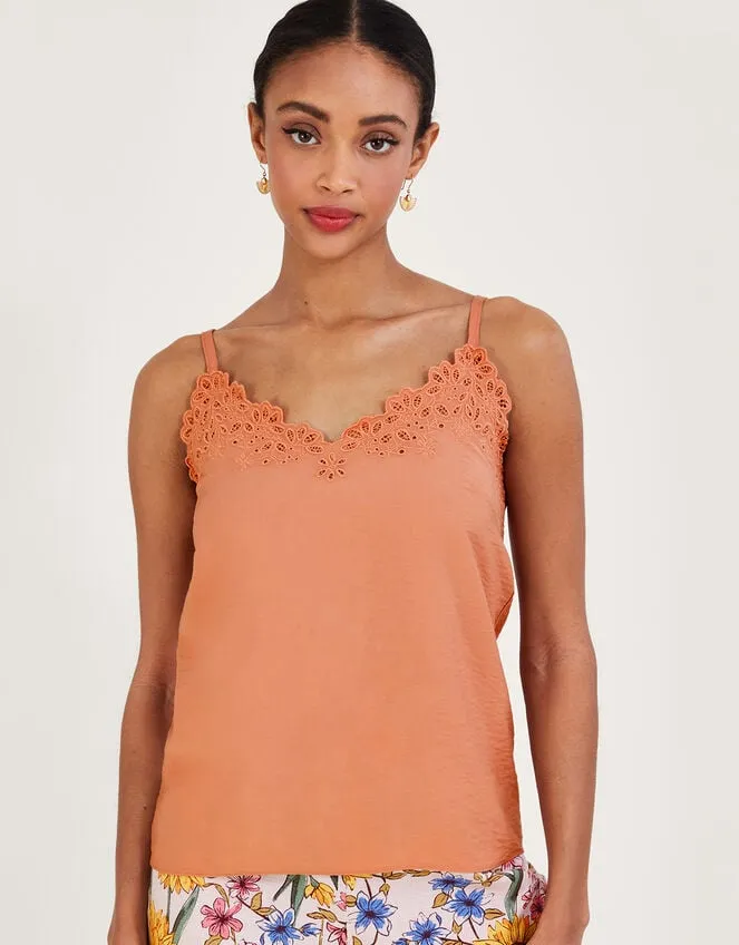 Women Beatrice Cutwork Cami Top Orange Monsoon Tops and Blouses