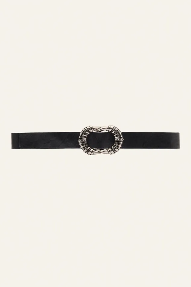 Women Belts Baandsh Belt With Silver Buckle Bali Black