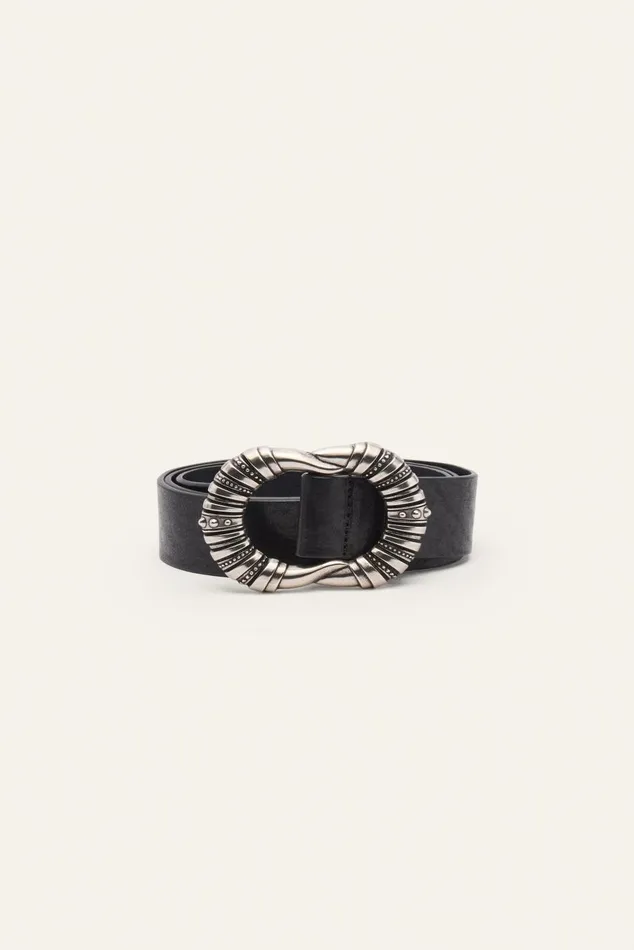 Women Belts Baandsh Belt With Silver Buckle Bali Black