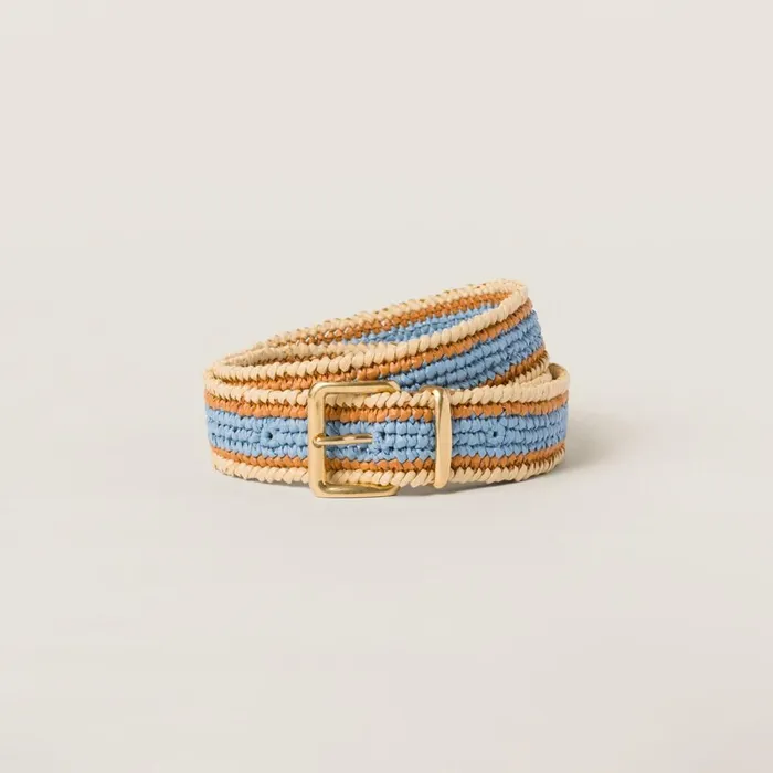 Women Belts Miu Miu Woven Fabric Belt Celestetobacco