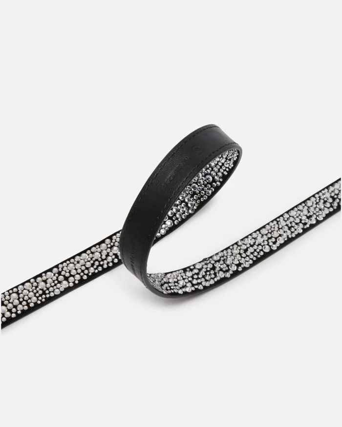 Women Belts Pinko Thin Belt With Rhinestones And Love Birds Buckle 2 Cm Blackold Silver Women Belts Pinko Thin Belt With Rhinestones And Love Birds Buckle 2 Cm Blackold Silver