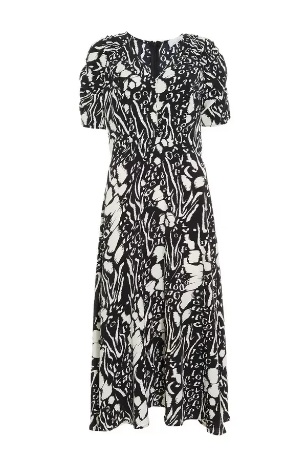 Women Black Animal Print Midi Dress Quiz Clothing Dresses