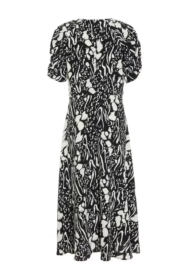 Women Black Animal Print Midi Dress Quiz Clothing Dresses