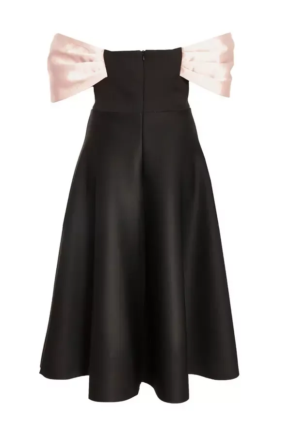 Women Black Bardot Midi Skater Dress Quiz Clothing Dresses
