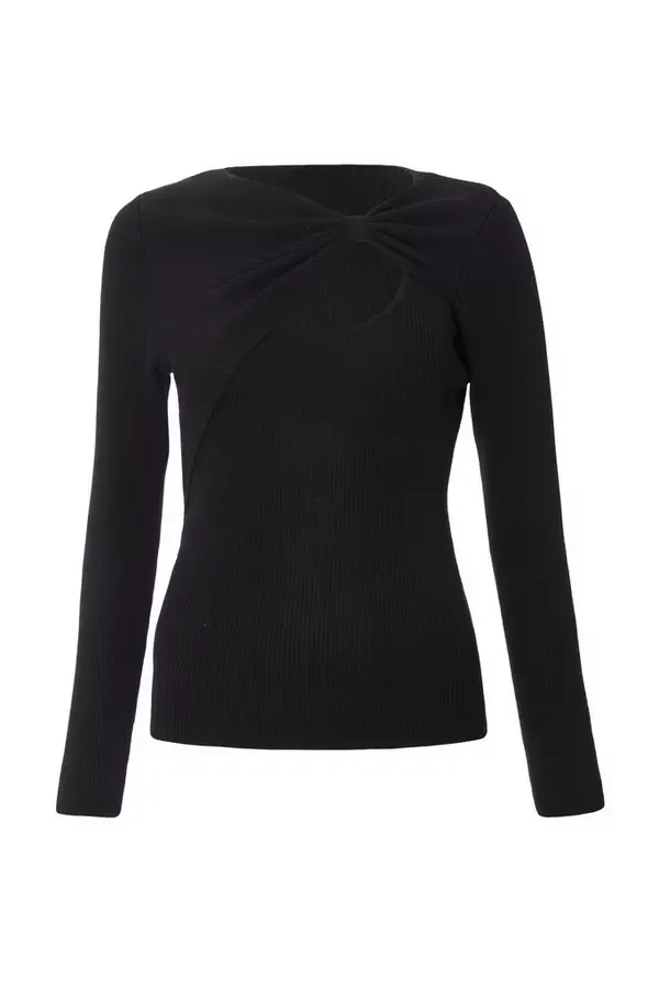 Women Black Bow Detail Knitted Top Quiz Clothing Going Out