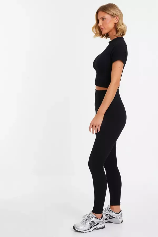 Women Black Cropped Top Quiz Clothing Casual Clothing