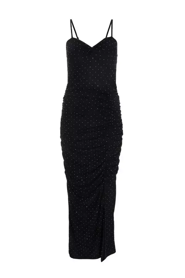 Women Black Diamante Knot Front Maxi Dress Quiz Clothing Dresses