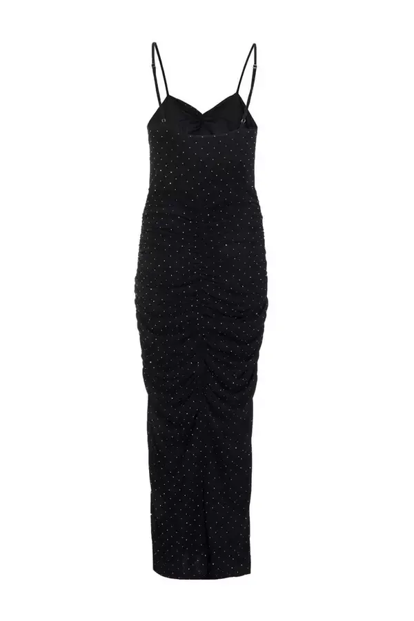 Women Black Diamante Knot Front Maxi Dress Quiz Clothing Dresses