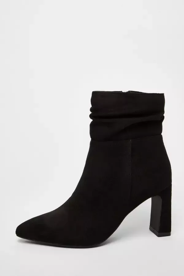 Women Black Faux Suede Ruched Ankle Boots Quiz Clothing Ankle Boots