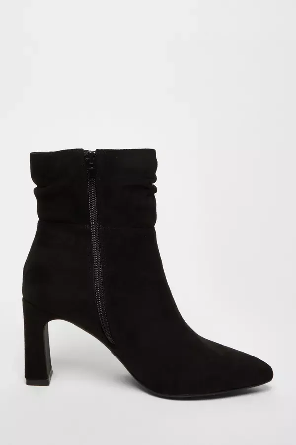 Women Black Faux Suede Ruched Ankle Boots Quiz Clothing Ankle Boots