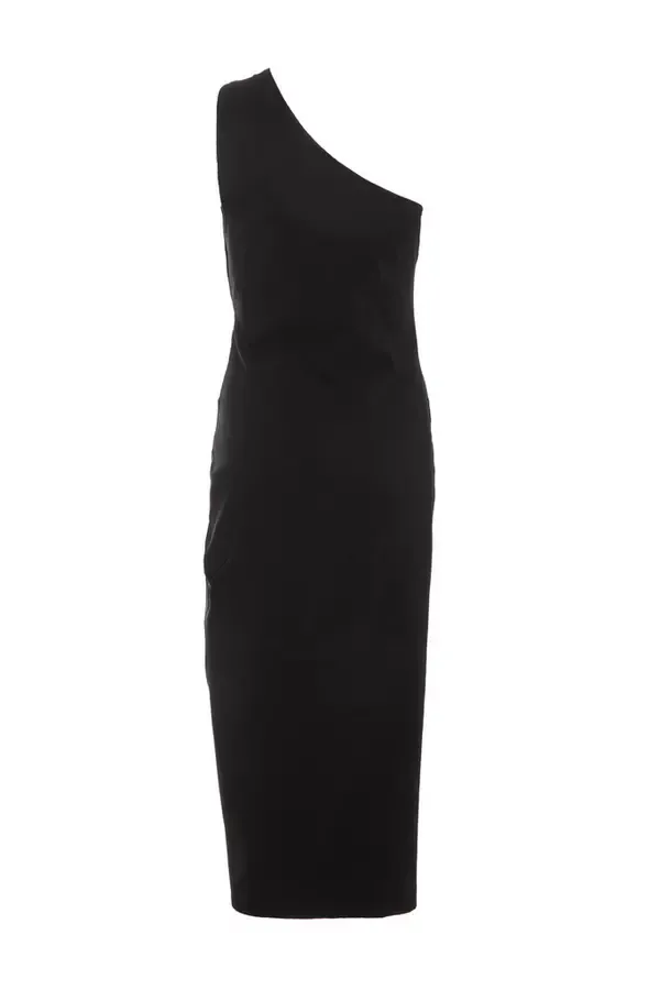 Women Black Ruched One Shoulder Midaxi Dress Quiz Clothing Dresses