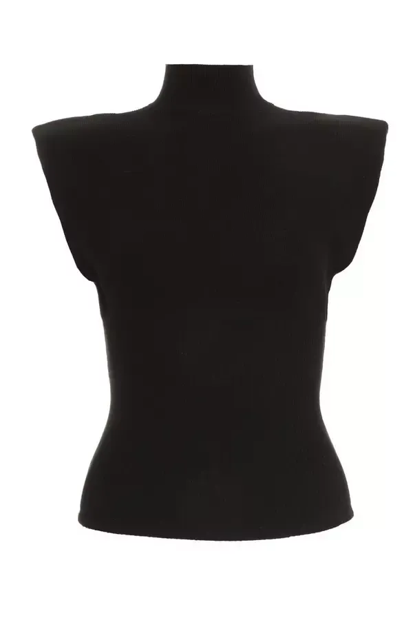 Women Black Seamless Knitted Vest Quiz Clothing Casual Clothing