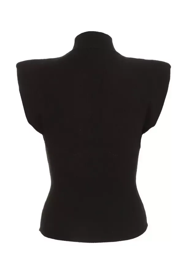 Women Black Seamless Knitted Vest Quiz Clothing Casual Clothing