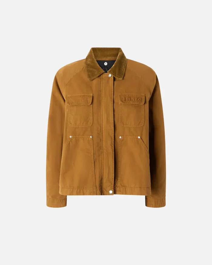 Women Blazers Pinko Pea Jacket With Corduroy Collar Bronze Women Blazers Pinko Pea Jacket With Corduroy Collar Bronze