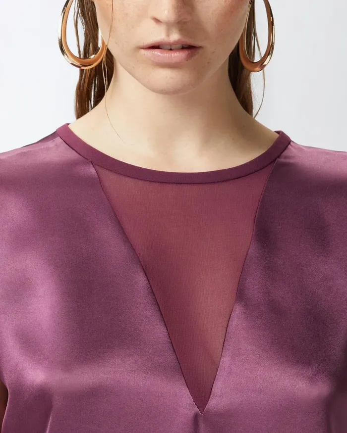 Women Blouses Pinko Satin And Georgette Tshirt Blouse Grape Wine Women Blouses Pinko Satin And Georgette Tshirt Blouse Grape Wine