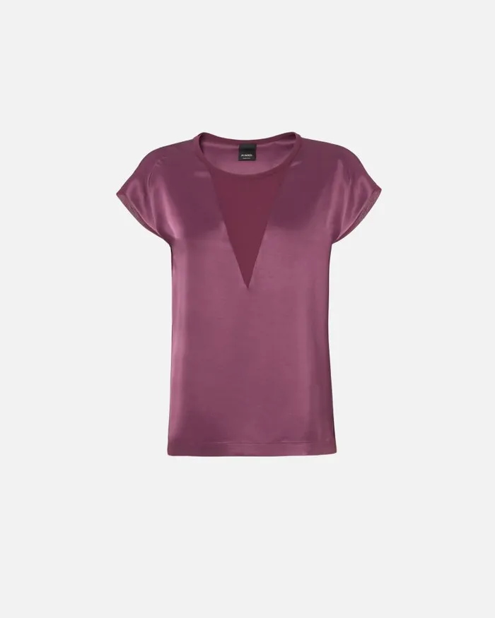 Women Blouses Pinko Satin And Georgette Tshirt Blouse Grape Wine Women Blouses Pinko Satin And Georgette Tshirt Blouse Grape Wine