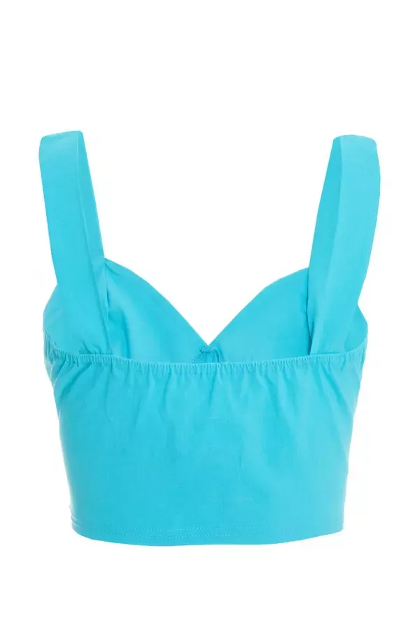 Women Blue Corset Crop Top Quiz Clothing Casual Clothing