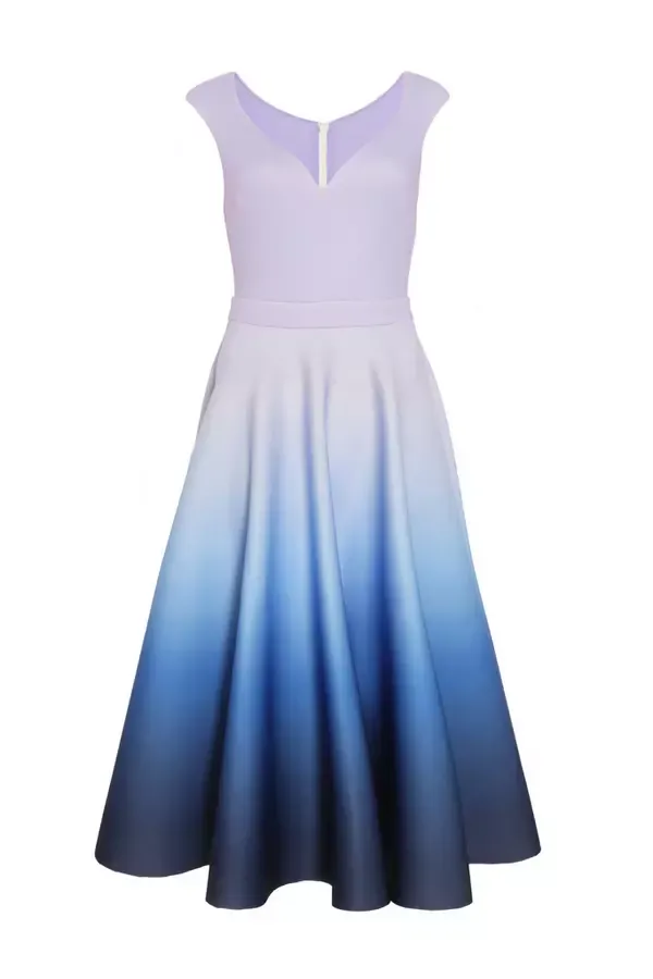 Women Blue Ombre Midi Skater Dress Quiz Clothing Dresses