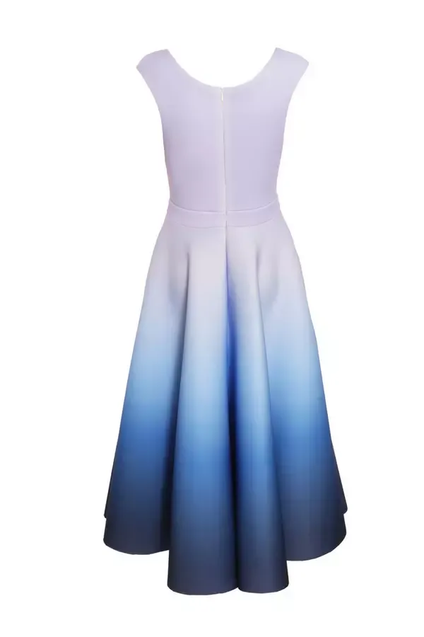 Women Blue Ombre Midi Skater Dress Quiz Clothing Dresses
