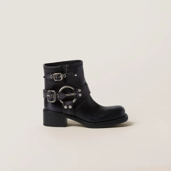 Women Boots And Ankle Boots Miu Miu Vintagelook Leather Booties Black Women Boots And Ankle Boots Miu Miu Vintagelook Leather Booties Black