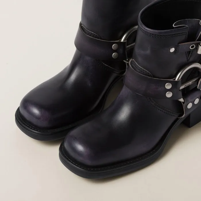 Women Boots And Ankle Boots Miu Miu Vintagelook Leather Booties Black Women Boots And Ankle Boots Miu Miu Vintagelook Leather Booties Black