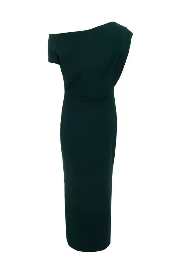 Women Bottle Green Asymmetric Tie Belt Midaxi Dress Quiz Clothing Dresses