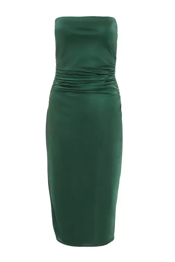 Women Bottle Green Bandeau Midi Dress Quiz Clothing Dresses