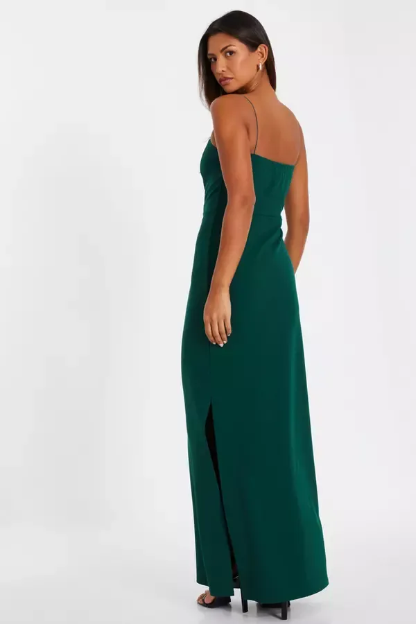 Women Bottle Green Floral Applique Maxi Dress Quiz Clothing Dresses