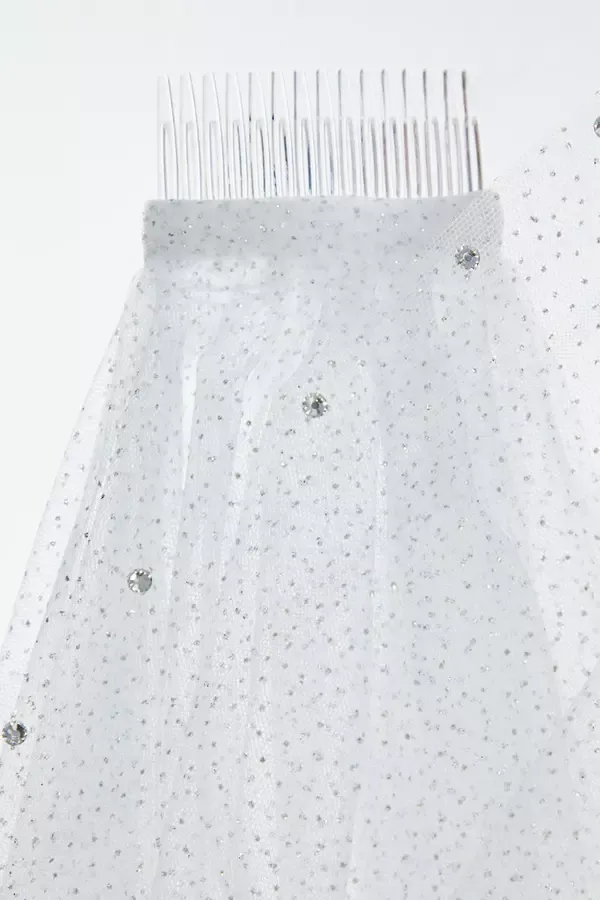Women Bridal White Diamante Tiered Veil Quiz Clothing Bride To Be
