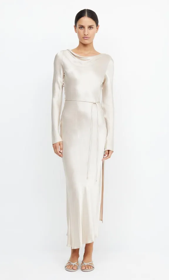 Women Bridesmaid Dresses Bec Bridge MOON DANCE LONG SLEEVE MAXI DRESS 8211 SAND