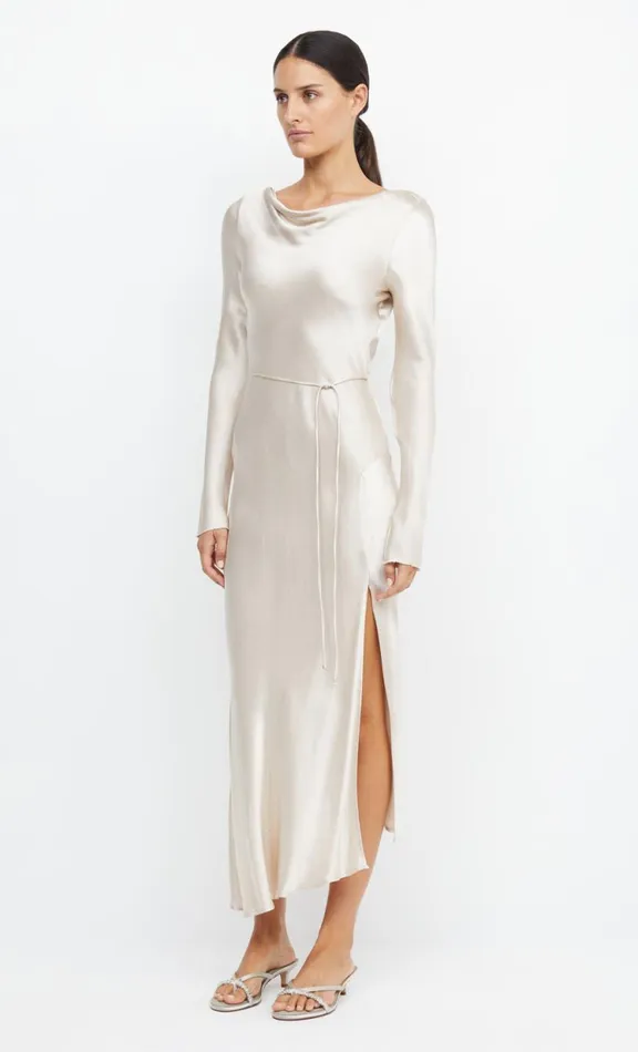 Women Bridesmaid Dresses Bec Bridge MOON DANCE LONG SLEEVE MAXI DRESS 8211 SAND