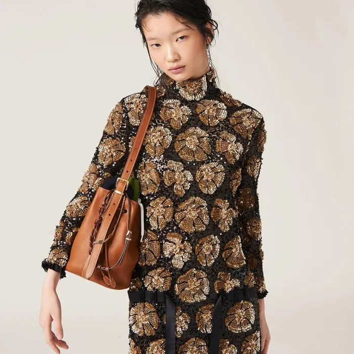 Women Bucket Bags Miu Miu Leather Bucket Bag Cognac Women Bucket Bags Miu Miu Leather Bucket Bag Cognac