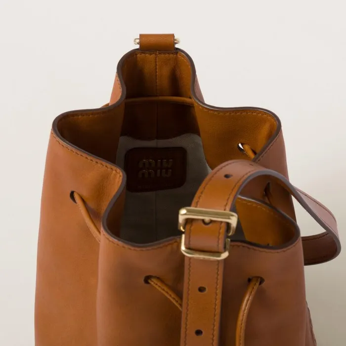 Women Bucket Bags Miu Miu Leather Bucket Bag Cognac Women Bucket Bags Miu Miu Leather Bucket Bag Cognac