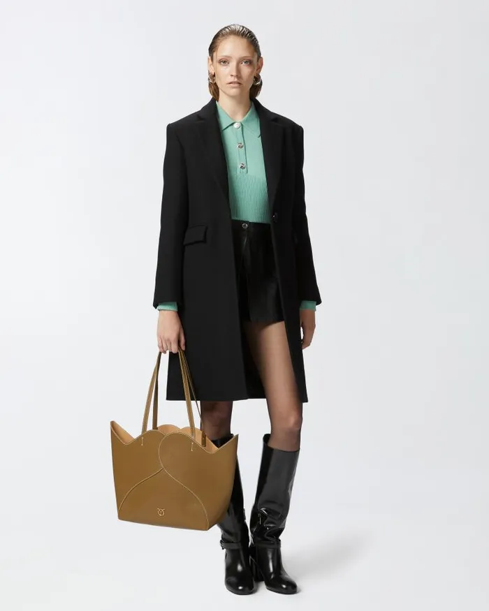 Women Cardigan Pinko Longsleeved Ribbed Polo Sweater Feldspar Women Cardigan Pinko Longsleeved Ribbed Polo Sweater Feldspar