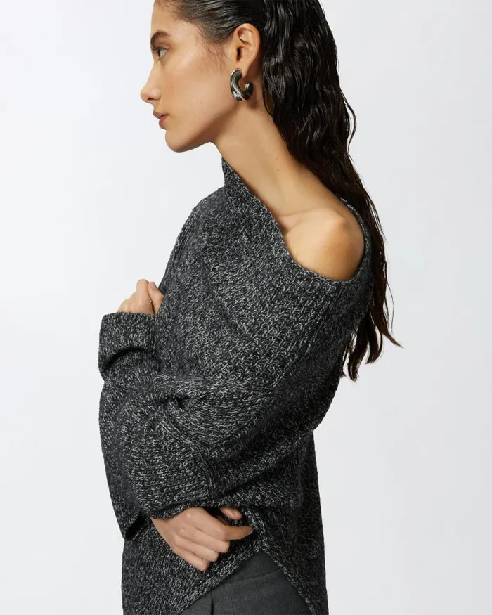 Women Cardigan Pinko Multicoloured Ribbed Asymmetric Sweater Greyblackwhite Women Cardigan Pinko Multicoloured Ribbed Asymmetric Sweater Greyblackwhite