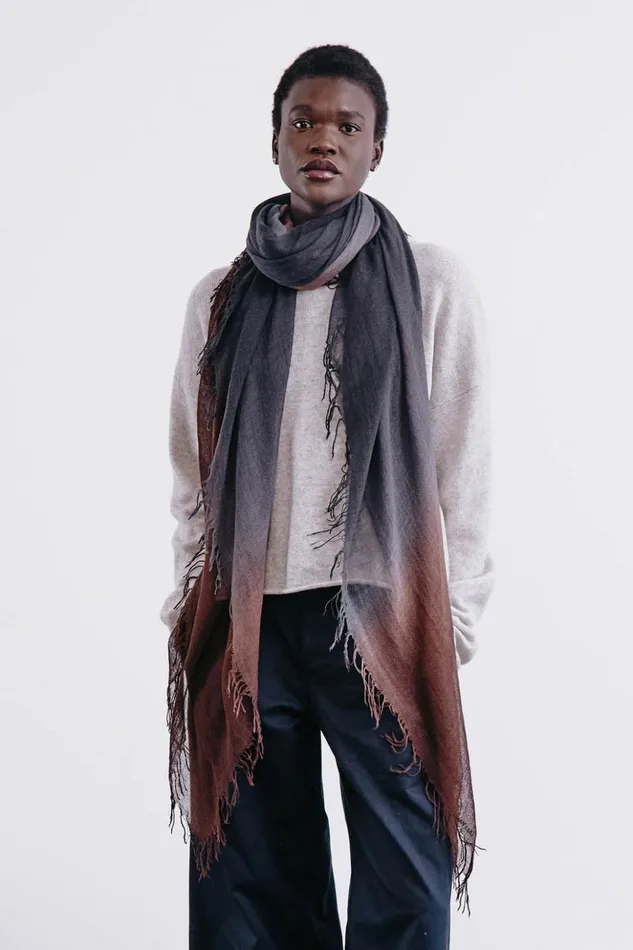 Women Cashmere And Silk Scarf Espresso Dip Dyed Chan Luu Scarves