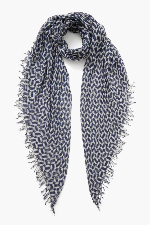 Women Cashmere And Silk Scarf Estate Blue Tile Chan Luu Scarves