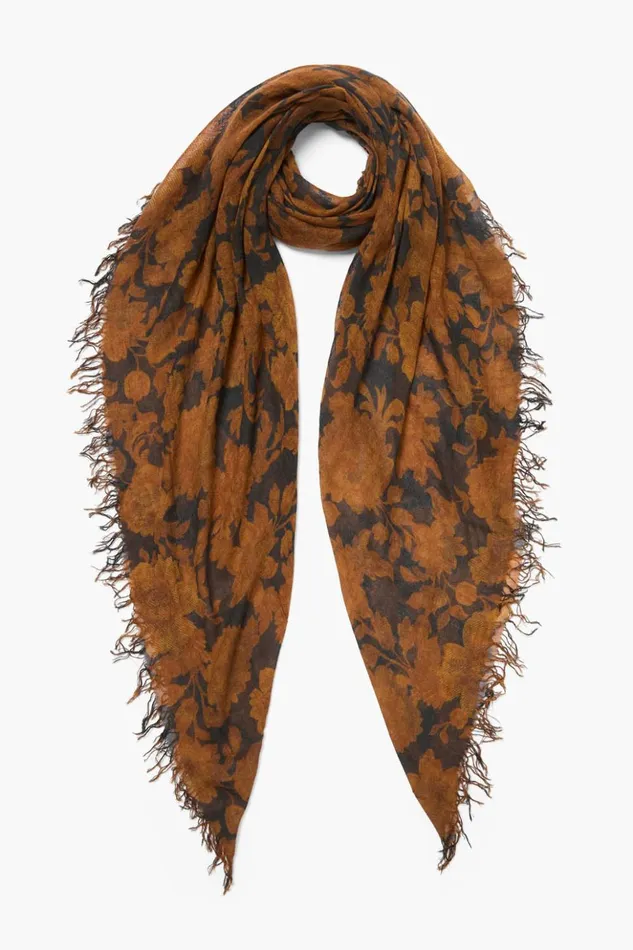 Women Cashmere And Silk Scarf Gold Vintage Floral Chan Luu Scarves