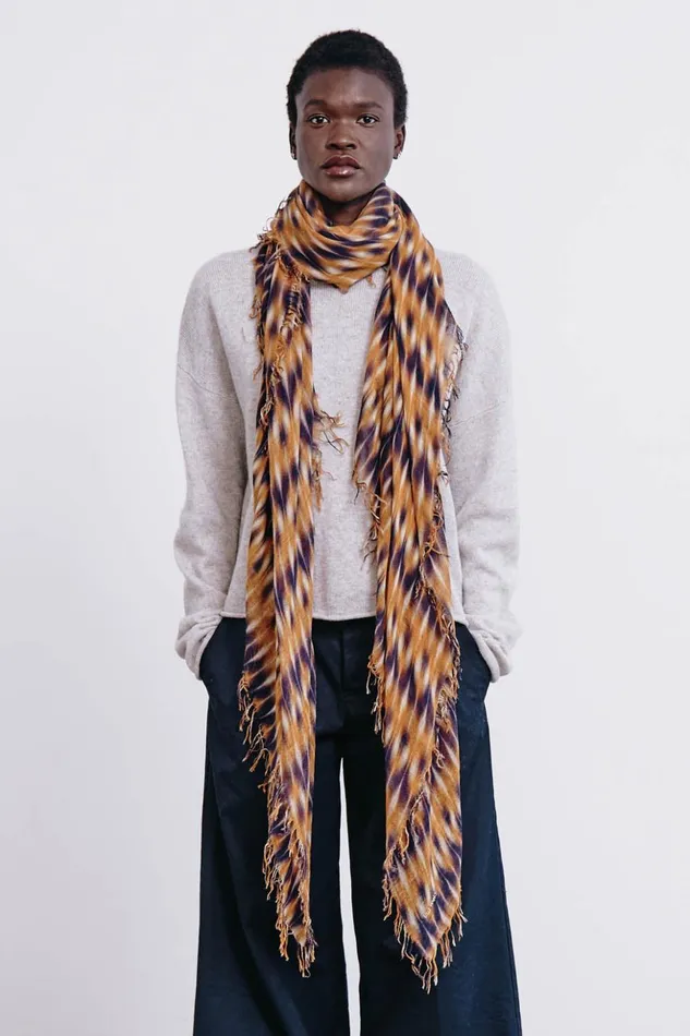 Women Cashmere And Silk Scarf Yellow Tie Dye Chan Luu Scarves