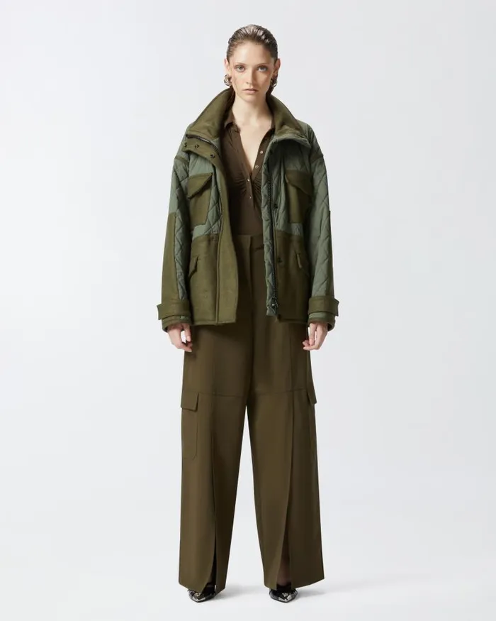 Women Casual Trousers Pinko Flowing Wideleg Cargo Trousers Greenamazonia