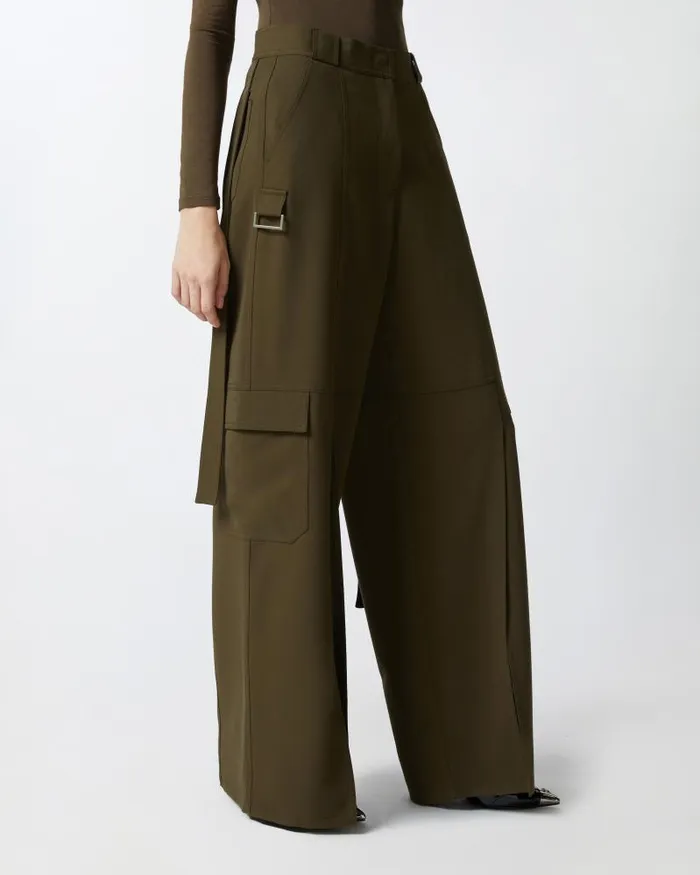 Women Casual Trousers Pinko Flowing Wideleg Cargo Trousers Greenamazonia Women Casual Trousers Pinko Flowing Wideleg Cargo Trousers Greenamazonia