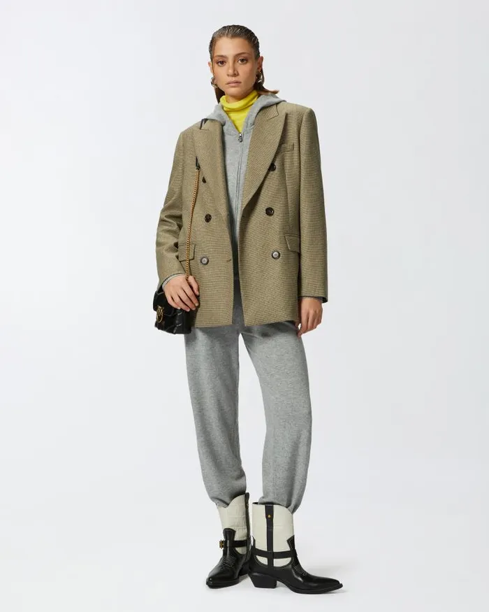 Women Casual Trousers Pinko Knit Cashmereblend Joggers Metallic Silver