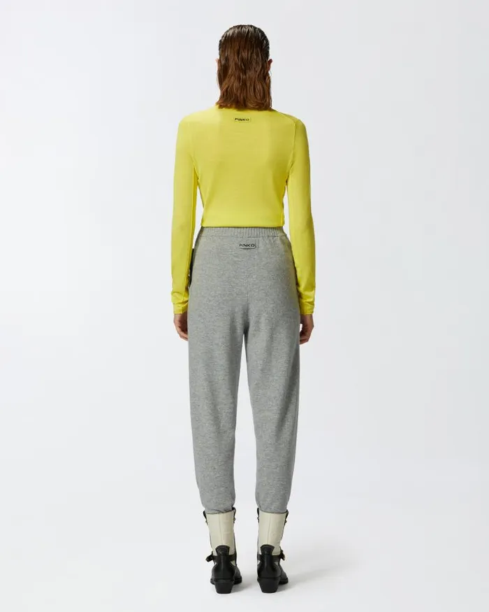 Women Casual Trousers Pinko Knit Cashmereblend Joggers Metallic Silver Women Casual Trousers Pinko Knit Cashmereblend Joggers Metallic Silver