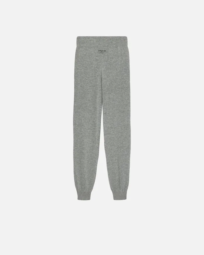 Women Casual Trousers Pinko Knit Cashmereblend Joggers Metallic Silver Women Casual Trousers Pinko Knit Cashmereblend Joggers Metallic Silver
