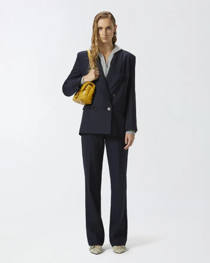 Women Casual Trousers Pinko Wideleg Pinstriped Trousers Blueburgundy